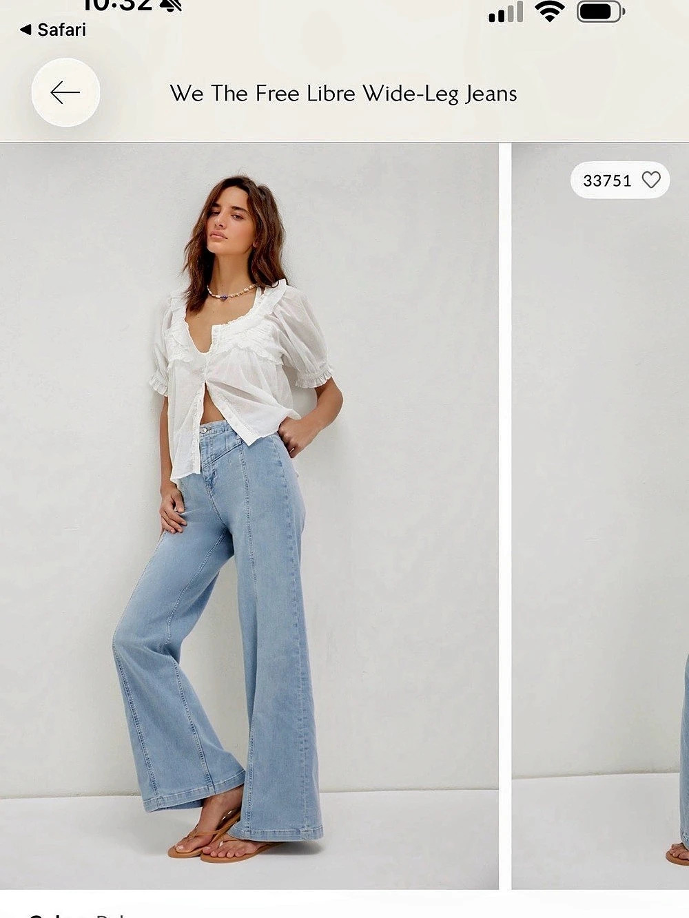 We The Free Libre Wide-Leg Jeans Blue Waist 29 NWT